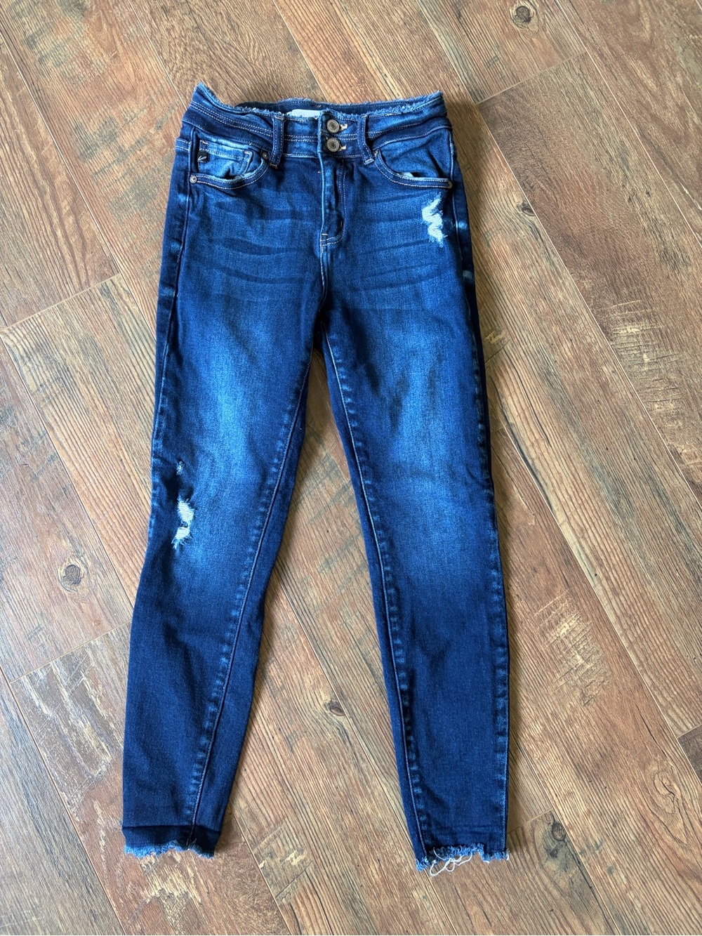 KanCan Dark Blue High-Rise Distressed Skinny Jeans